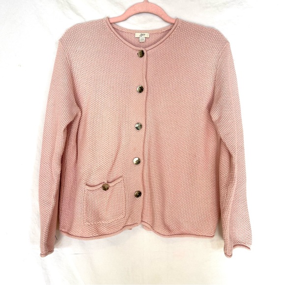 J. Jill Sweaters - J Jill Ballet Pink Cardigan Textured Knit rolled collar and hem Size XXS